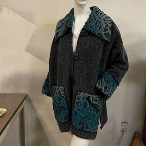 Jaskar Art to Wear, button sweater jacket XL